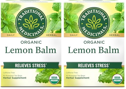 Traditional Medicinals Organic Lemon Balm Tea, Stress Relief & Digestion, 32 Count