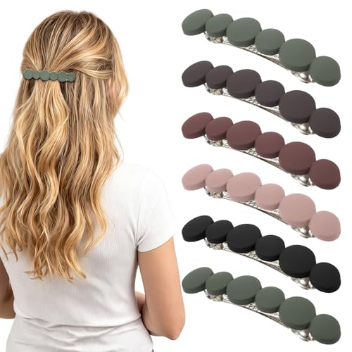 Matwsec 6 Pcs French Hair Barrettes, Vintage No-Slip Hair Clips for Thin Hair
