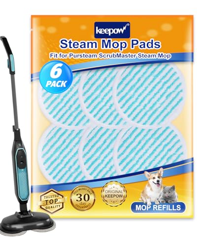 KEEPOW 6 Pack Reusable Mop Pads for PurSteam ScrubMaster