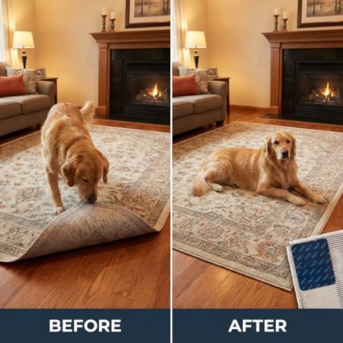 Non-Slip Rug Grippers for Hardwood Floors - 16 Pack Adhesive Corners