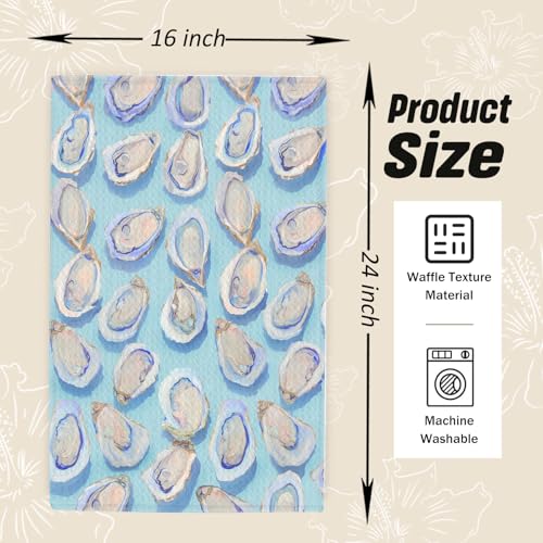 Coastal Oyster Cowgirl Kitchen Dish Towels Set of 2 - 16x24 Inch