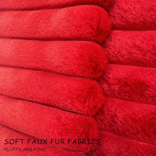 16x16 Red Velvet Throw Pillow Cover - Faux Fur Cushion Case