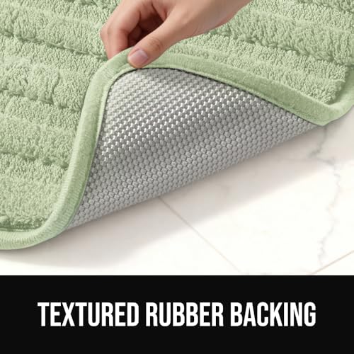 Gorilla Grip Sage Memory Foam Bath Mat, 24x16, Textured Backing