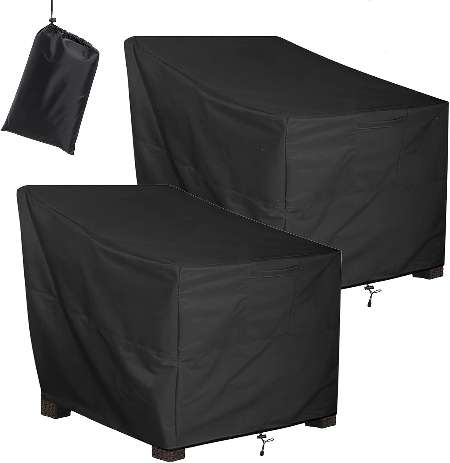ALSTER Outdoor Chair Covers - Durable Waterproof Black Furniture Covers | 2 Pack, 29" L x 30" W x 36" H
