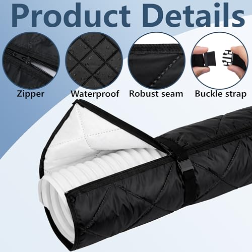 Portable Air Conditioner Hose Cover with Zipper Insulation - 59" Black
