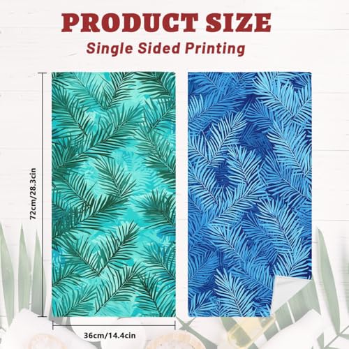 Palm Leaves Hand Towels Set of 2 - 14"x28" Absorbent Decorative Towels for Bathroom, Gym, Spa