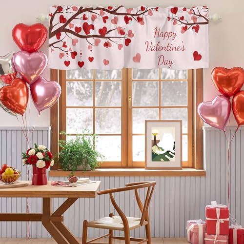 Valentine's Day Window Valance - Red Pink Love Heart Design, 54x18