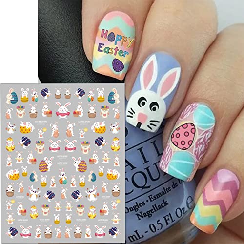 TailaiMei Easter Nail Stickers - 10 Sheets 3D Rabbit Egg Decals
