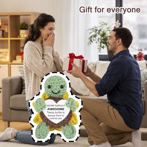 Positive Turtle Gifts for Women & Men - Handmade Crochet Turtle