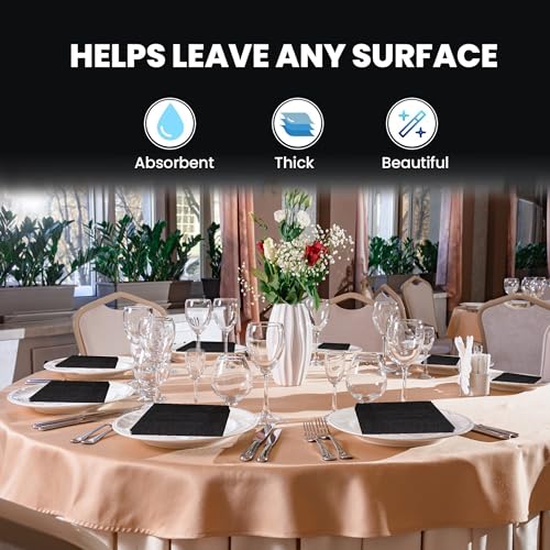 2 Ply Black Dinner Napkins-15" x 17" -1/8Fold - 125 Count (Pack of 8), Total 1000 Count
