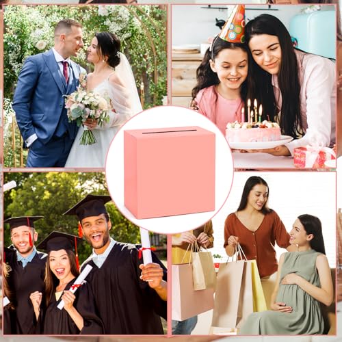 Pink Card Box for Weddings, Birthdays & Parties - 9x5x9 Inches