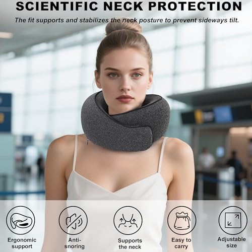 Tri-tra Travel Pillow - Black Memory Foam Neck Support for Airplanes