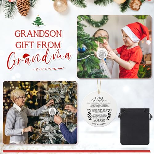 Grandson Christmas Ornament - Keepsake Gift for Grandchildren, Ceramic Decor