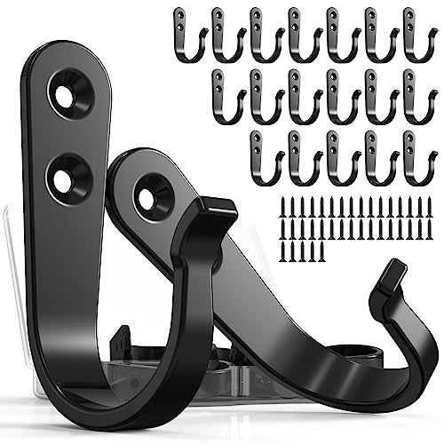 BREYDROK 20-Pack Heavy Duty Black Metal Wall Hooks, Single Prong Coat Hooks