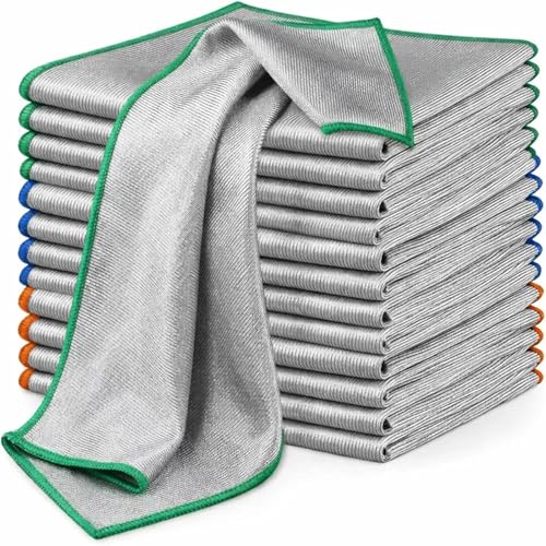 Puomue 12-Pack Microfiber Glass Cleaning Cloths, 320GSM Streak-Free Towels