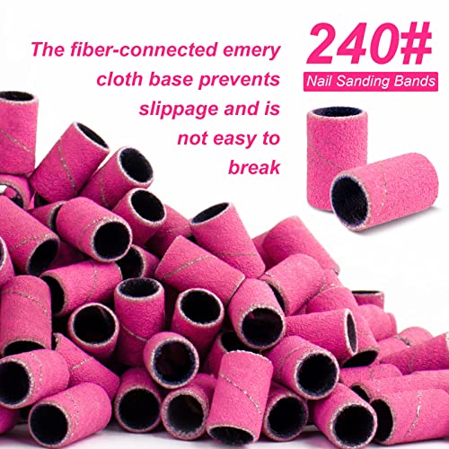 Rolybag Nail Drill Sanding Bands 240 Grit with Mandrel Bits
