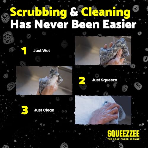 Squeezzee Soap Filled Scrubber Sponges 2-Pack - Non-Scratch Kitchen Cleaners