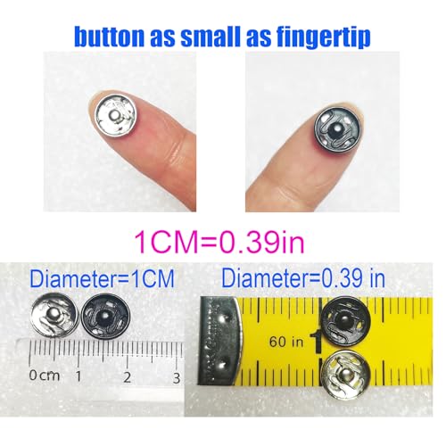 JOSDIOX 100 Sets Sew-On Snap Buttons, 10mm Black & Silver Fasteners