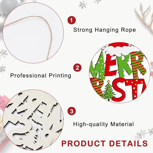 Christmas Front Door Sign Merry Christmas Wood Hanging Decor Red Green Holiday Wall Sign