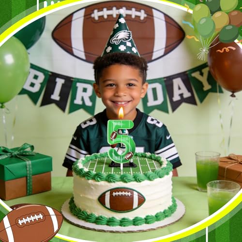 Football Birthday Candle - Green Number 1 Cake Topper Decoration