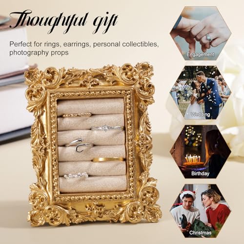 Creamy White Vintage Ring Display Stand with Baroque Design Jewelry Organizer