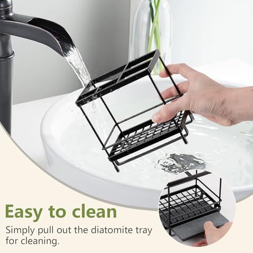 Heagoale Electric Toothbrush Holder, Black Carbon Steel Organizer