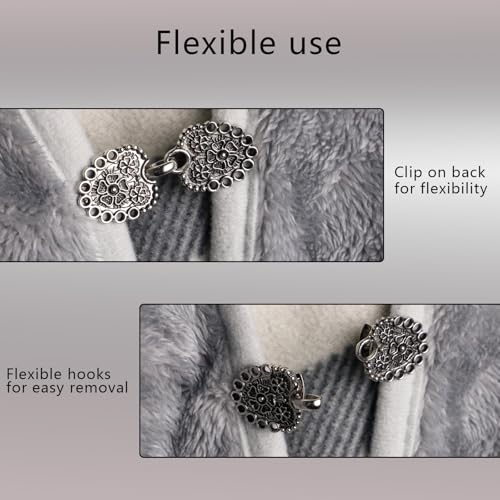 Silver Vintage Sweater Clips - 4 Pack Cardigan Holders & Brooches