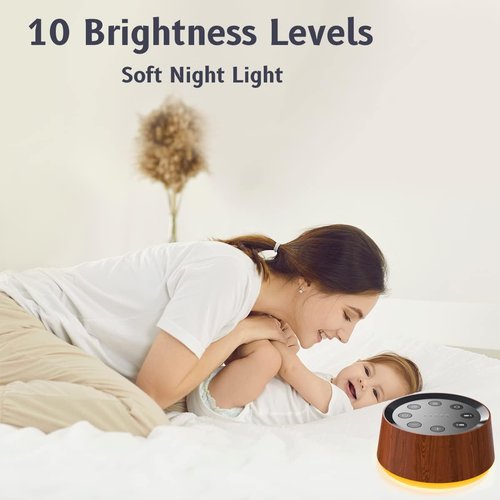 BrownNoise Sound Machine - 30 Soothing Sounds & 12 Colors Night Light | Memory Function & 36 Volume Levels