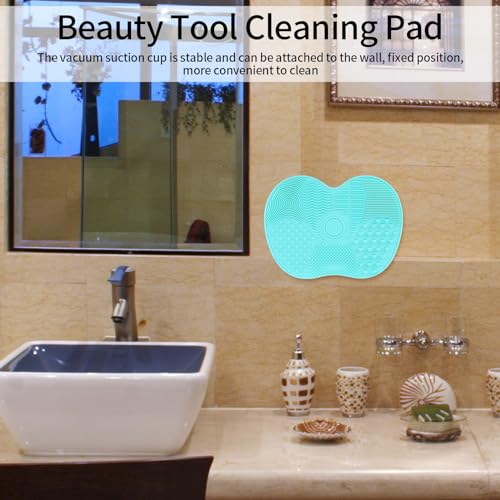 2 Pcs Silicone Makeup Brush Cleaner Mat with Suction Cup