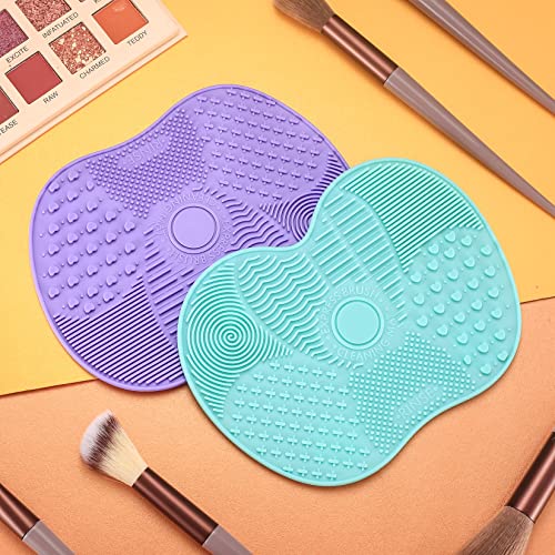 2 Pack Silicone Makeup Brush Cleaning Mat with Suction Cup Portable Pad