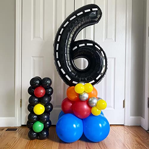 Race Car Number 0 Balloon 40 Inch Black Two Fast Birthday Party