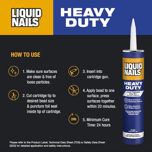 Liquid Nails Heavy Duty Construction Adhesive 10 oz Waterproof Glue