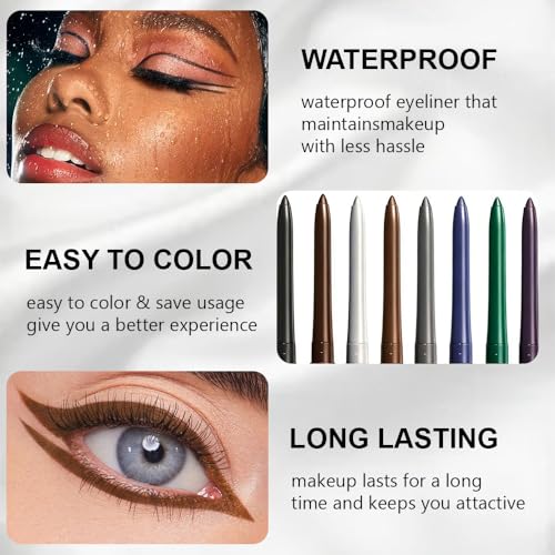 WanTuoluo Retractable Creamy Eyeliner & Eyeshadow Stick Set - 6 Pcs Light Brown