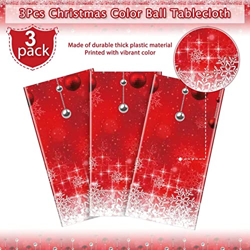 Red Christmas Tree Ball Tablecloth 3 Pack 54x108 Inches Holiday Party Decor