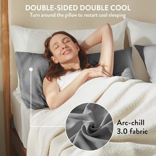 SureFit Gray Queen Size Washed Ultra-Chill Cooling Pillowcase Set of 2