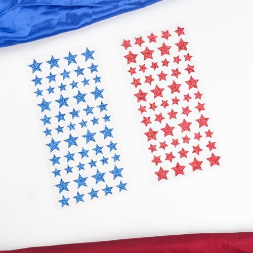 Red and Blue Glitter Star Face Stickers 4th of July Body Gems
