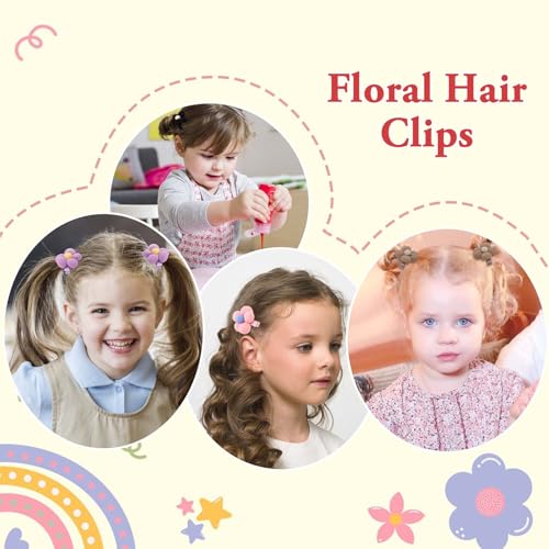 CAVETEE 10PCS Knitted Flower Hair Clips Colorful Floral Barrettes