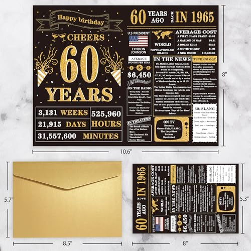 Funny 60th Birthday Card for Men and Women - 8x5.3 inch