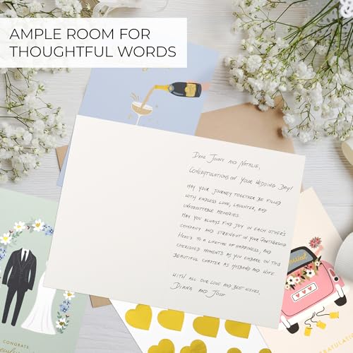 Elegant Wedding Card Set of 10 with Envelopes & Stickers