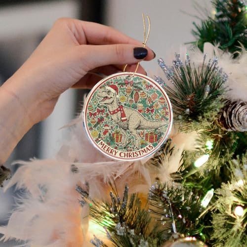 T-Rex Christmas Ornament Funny Dinosaur Acrylic Holiday Decor 3.6 in