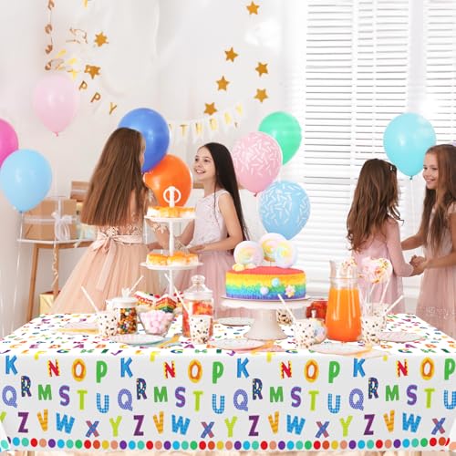 3-Pack ABC Alphabet Tablecloths - 54x108 Inch Educational Party Covers
