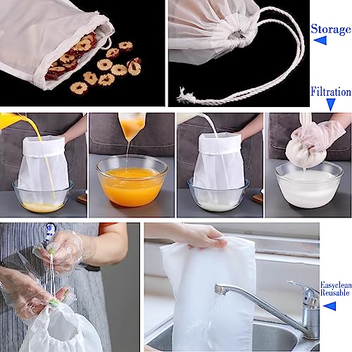4-Pack Reusable Nylon Strainer Bags for Nut Milk & Juice