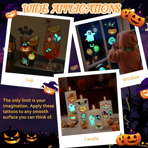 Seqiuay Glow in the Dark Halloween Temporary Tattoos - 10 Sheets