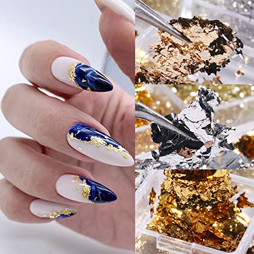 Vezocim Holographic Nail Art Foil Flakes, 12 Colors Sparkly Ultra-Thin Laser Sequins for Acrylic Nails and Manicure DIY