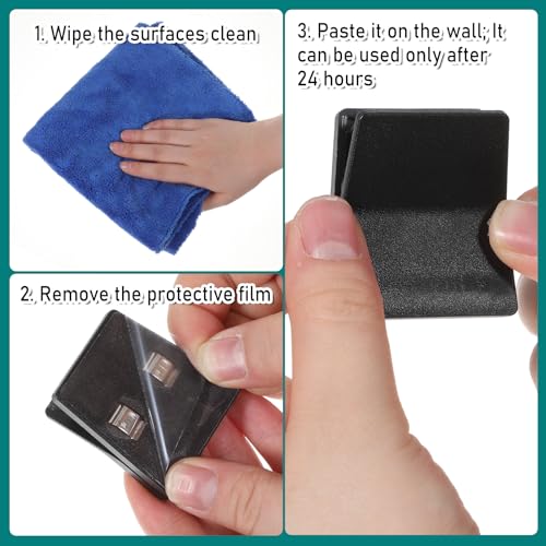 6-Pack Self-Adhesive Wall Clips for Towel & Decor Hanging - Black