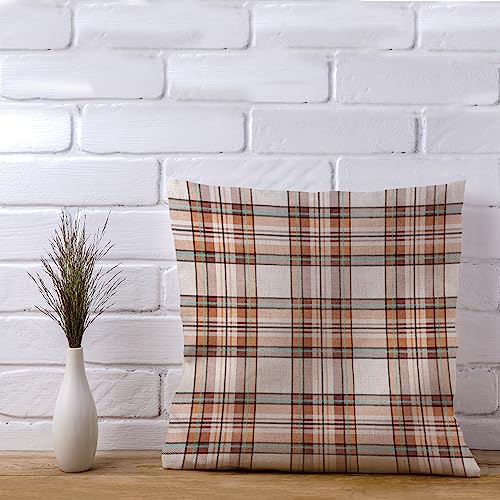 AOFANGGO Fall Pillow Cover 20x20 Inch Faux Linen, Autumn Decor