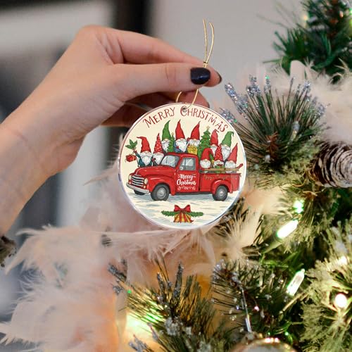 Funny Gnome Truck Christmas Ornament - 3.6" Acrylic Decor