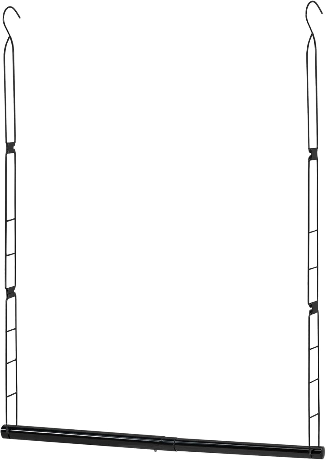 Storage Maniac Adjustable Closet Hanging Rod - Space-Saving Organizer for Clothes | Black, 1 Pack