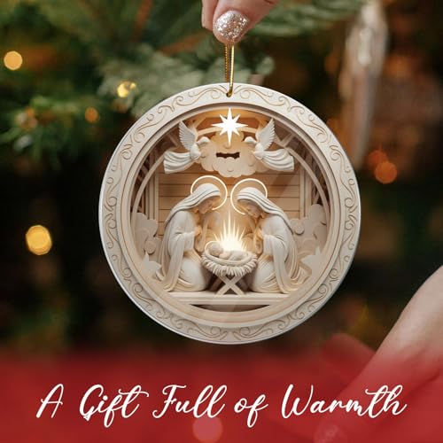 Christian Nativity Scene Angel Christmas Ornament Set - Christian Families Variation