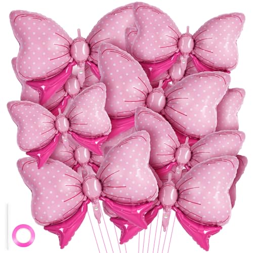 Pink Bow Foil Balloons Set for Gender Reveal, Birthday & Wedding Decor